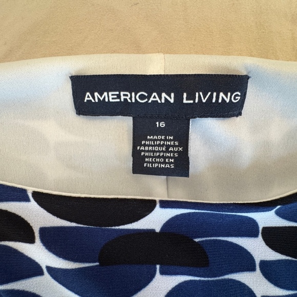 American Living Sleeveless Dress | Blue - Black - White | Size 16 - Picture 3 of 3